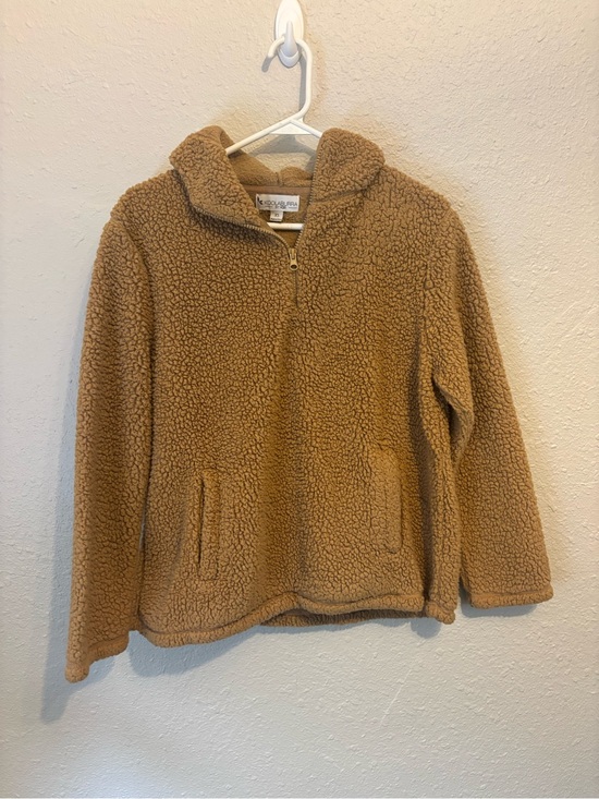 Koolaburra Sweaters - Koolaburra by Ugg Camel Teddy Sherpa Half-Zip Hoodie